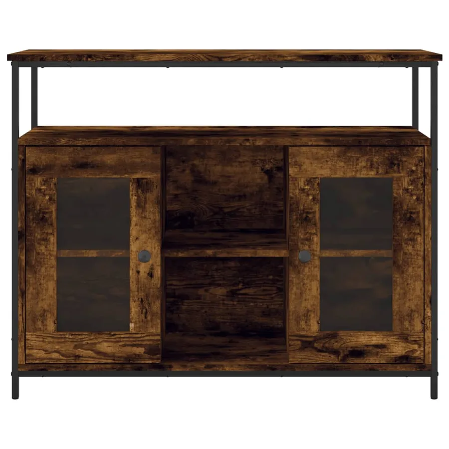 Buffet chêne fumé 100x35x80 cm bois d'ingénierie - 6