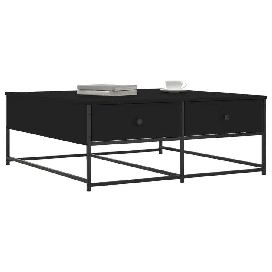 Table basse noir 100x99x40 cm bois d'ingénierie - 3