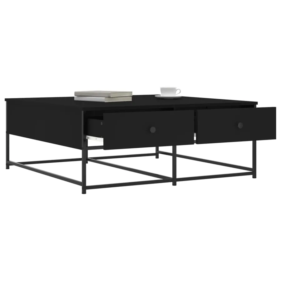 Table basse noir 100x99x40 cm bois d'ingénierie - 4