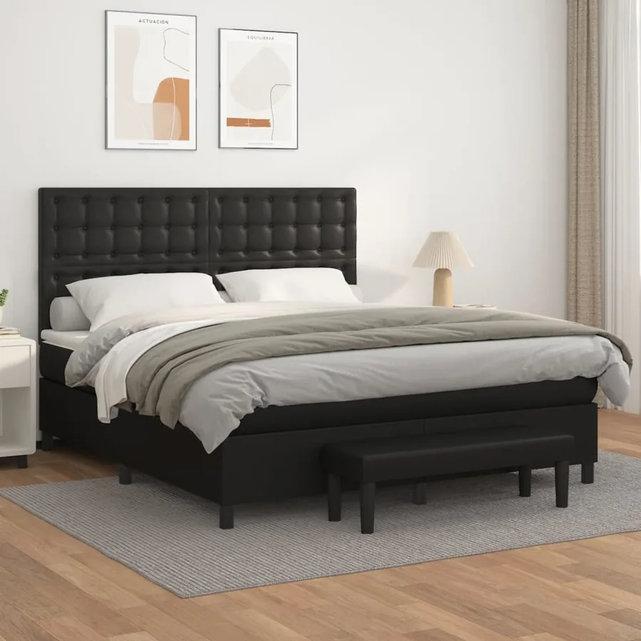 Sommier à lattes de lit avec matelas Noir 160x200 cm