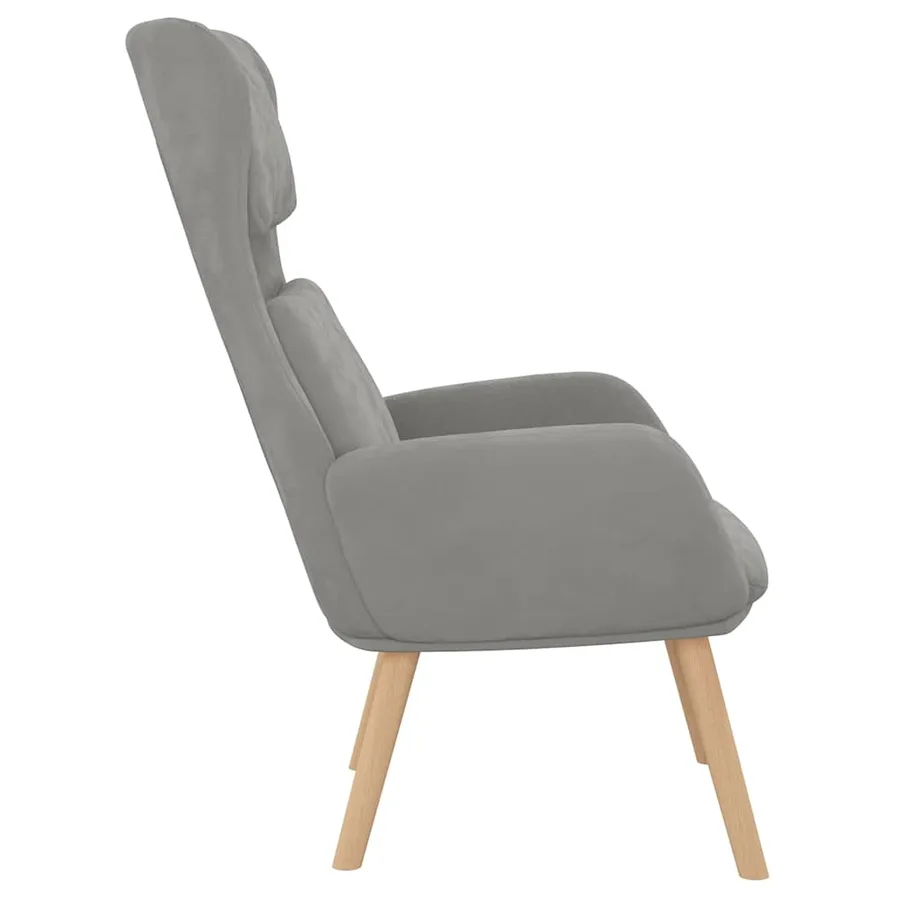Chaise de relaxation Gris clair Velours - 4