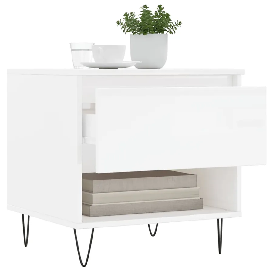 Tables basses 2 pcs blanc brillant 50x46x50cm bois d'ingénierie - 4