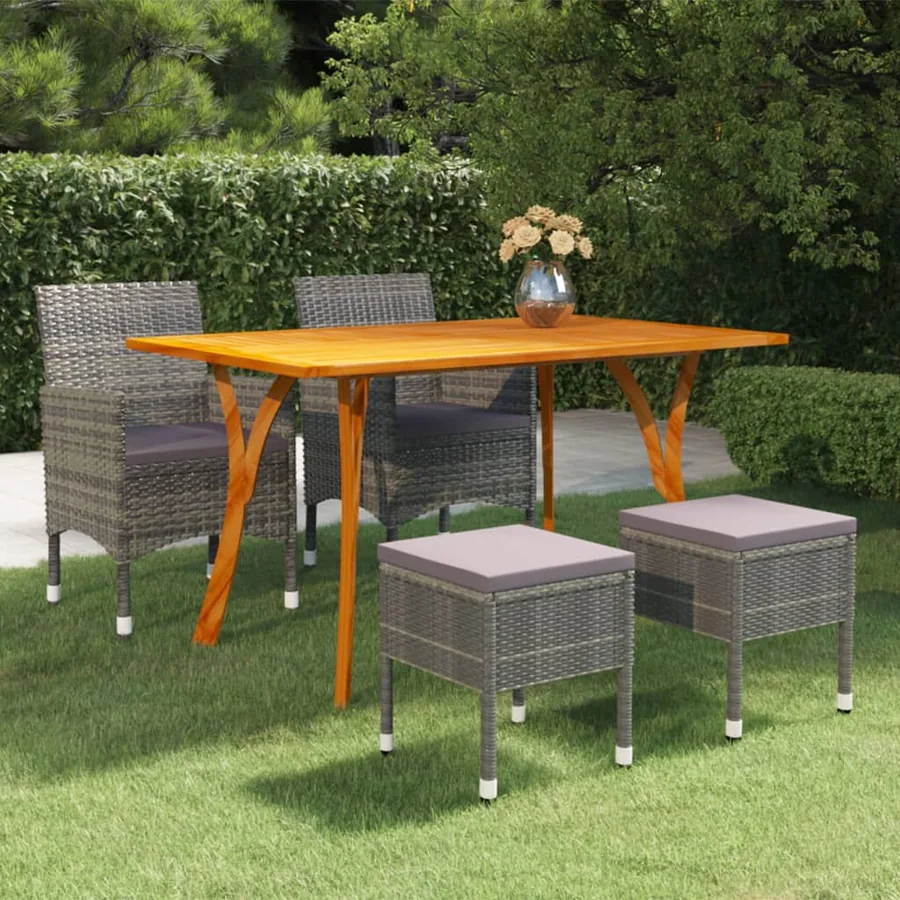 Ensemble à manger de jardin 5 pcs Gris