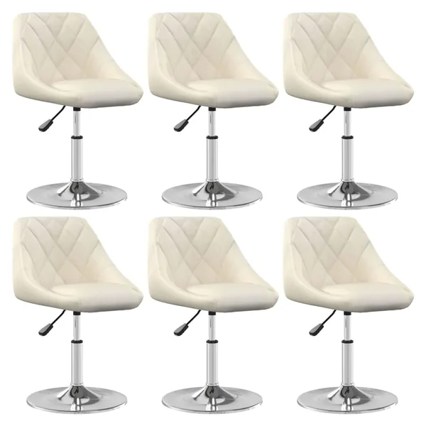 Chaises pivotantes à manger lot de 6 Crème Velours