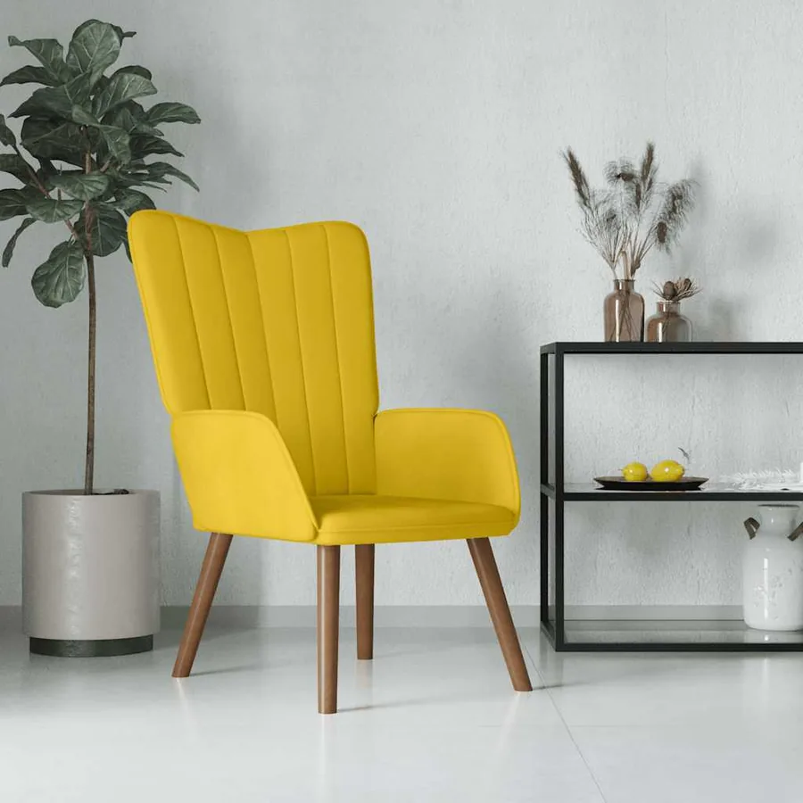 Chaise de relaxation Jaune moutarde Velours