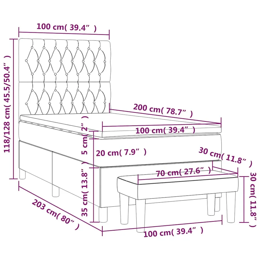 Sommier à lattes de lit avec matelas Vert foncé 100x200 cm - 9
