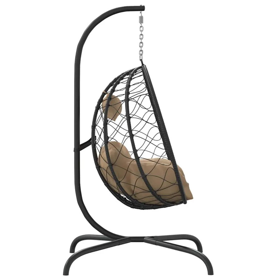 Fauteuil suspendu avec coussin en polyrotin et acier taupe - 4