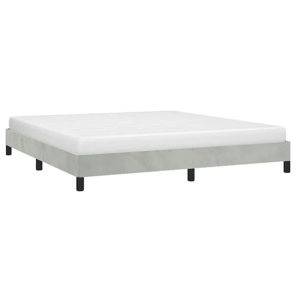 Cadre de lit sans matelas gris clair California velours