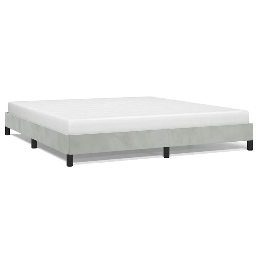 Cadre de lit sans matelas gris clair California velours - 2