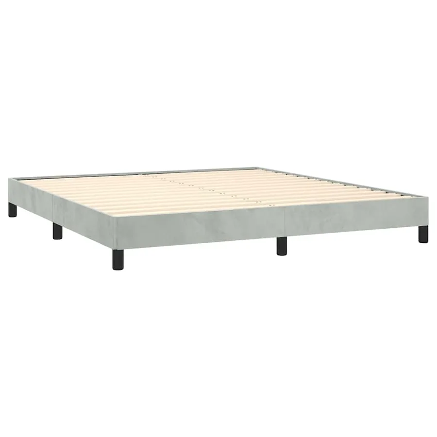Cadre de lit sans matelas gris clair California velours - 3