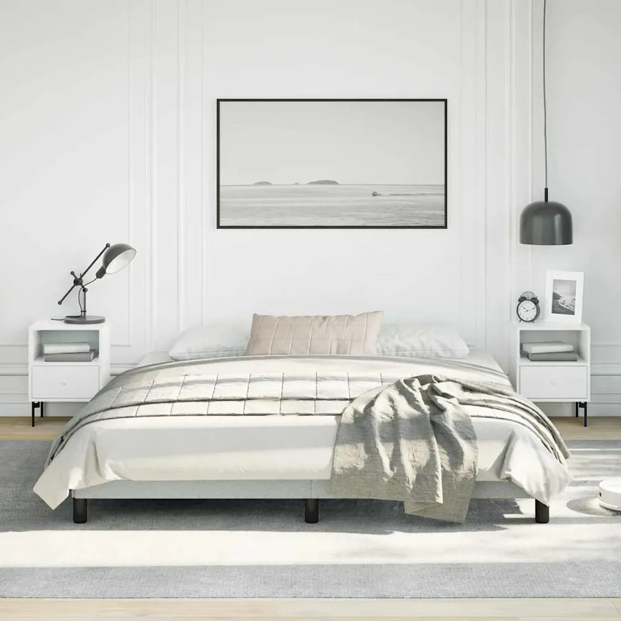 Cadre de lit sans matelas gris clair California velours - 4