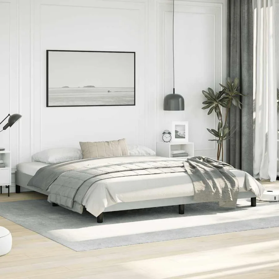 Cadre de lit sans matelas gris clair California velours - 5