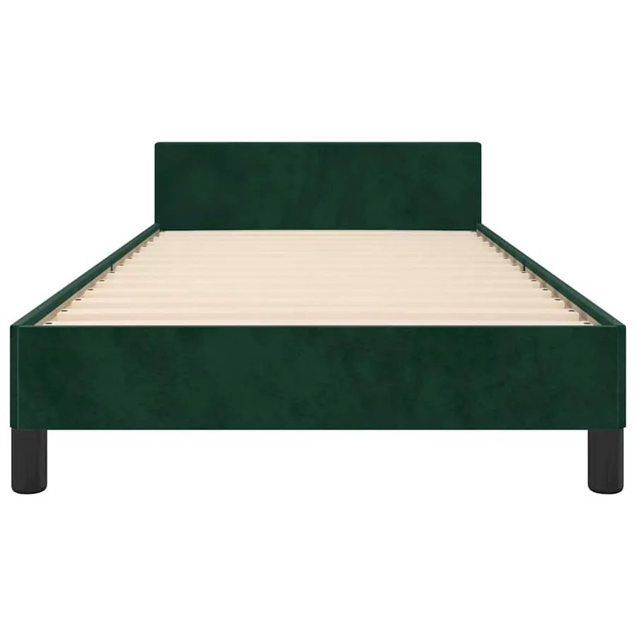 Cadre de lit sans matelas vert foncé 90x190 cm velours - 6