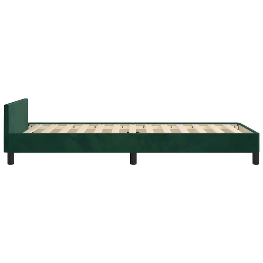 Cadre de lit sans matelas vert foncé 90x190 cm velours - 7