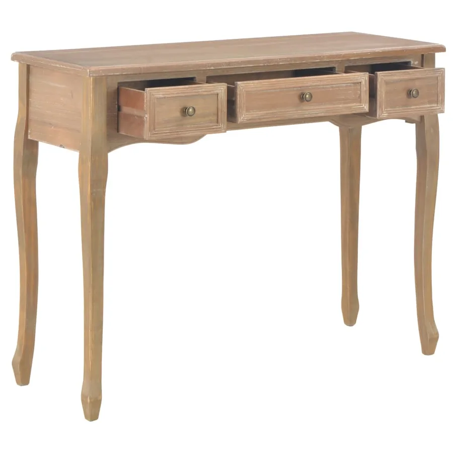Table de console et coiffeuse avec 3 tiroirs Marron - 2