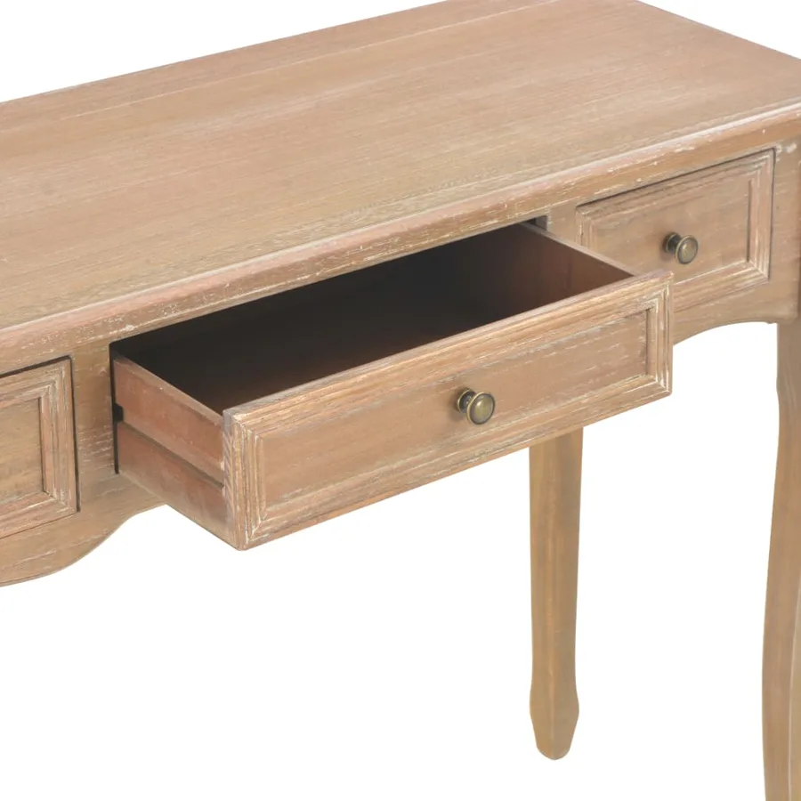 Table de console et coiffeuse avec 3 tiroirs Marron - 7