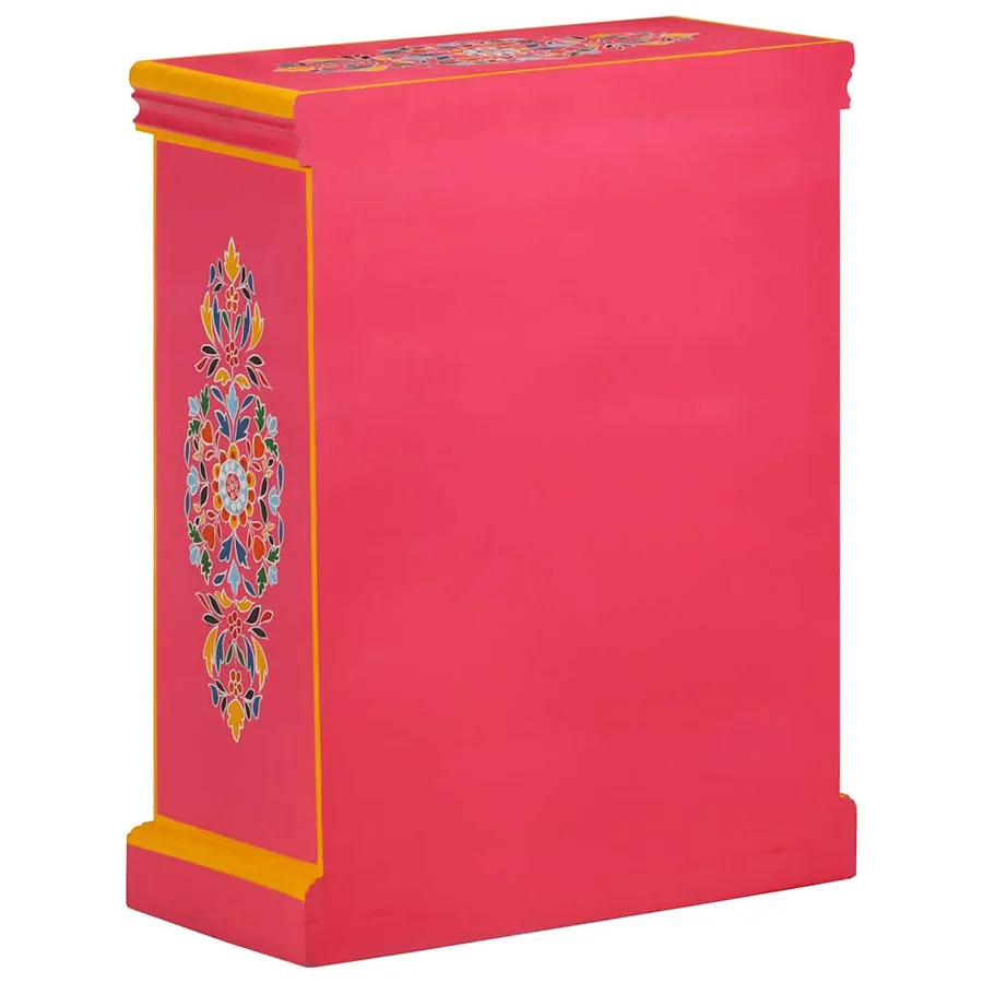 Buffet Bois massif de manguier Peinture rose à la main - 5