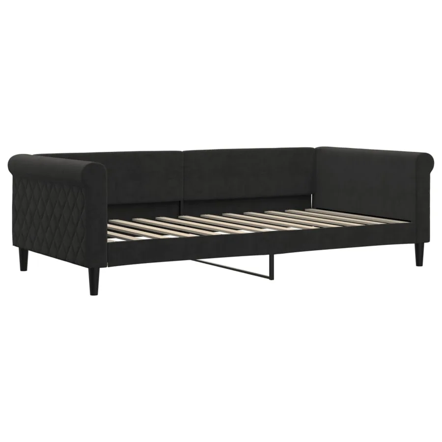 Lit de jour avec matelas noir 100x200 cm velours - 3