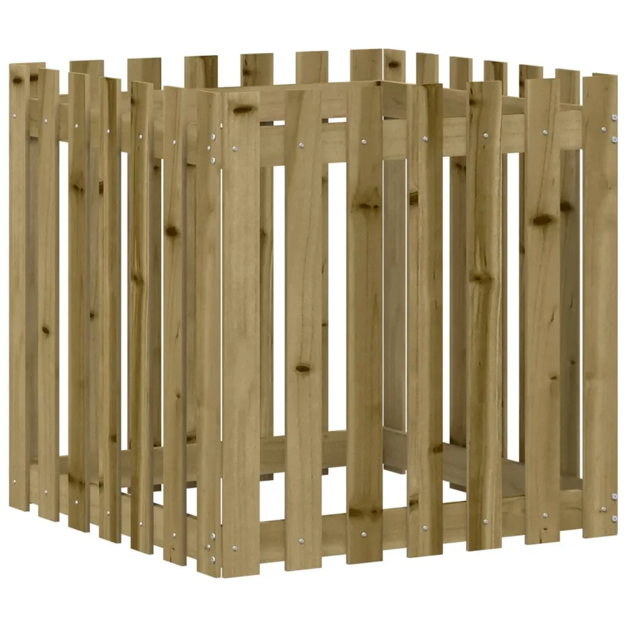 Jardinière avec design de clôture 70x70x70 cm pin imprégné - 2