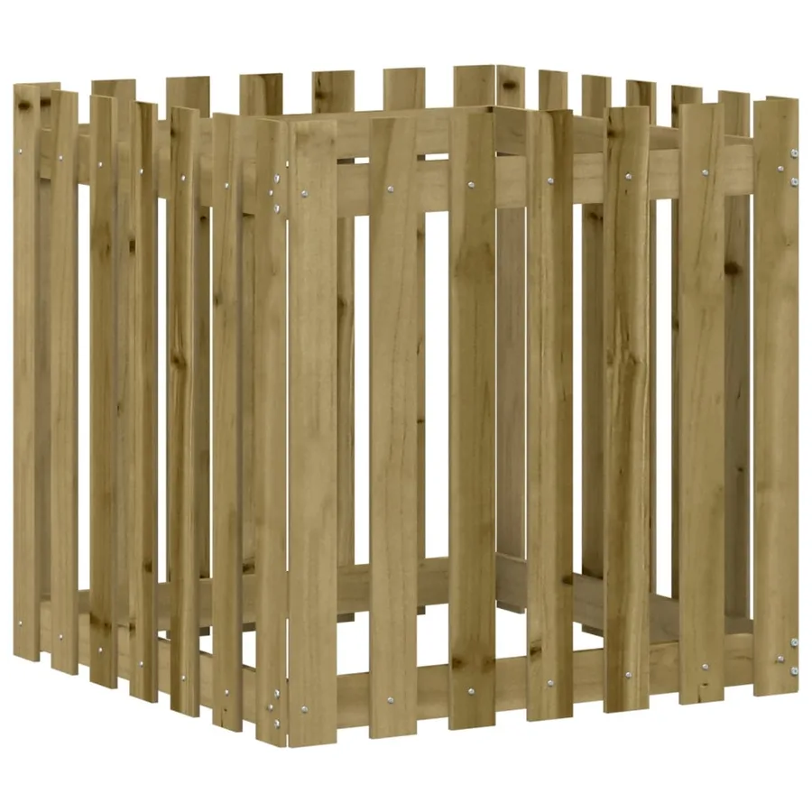 Jardinière avec design de clôture 70x70x70 cm pin imprégné - 4