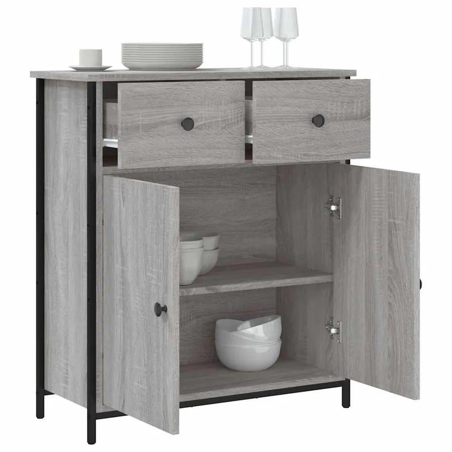 Buffet sonoma gris 70x30x80 cm bois d'ingénierie - 4