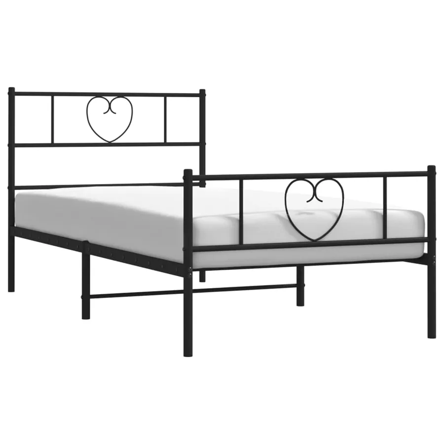 Cadre de lit métal sans matelas avec pied de lit noir 90x190 cm - 3