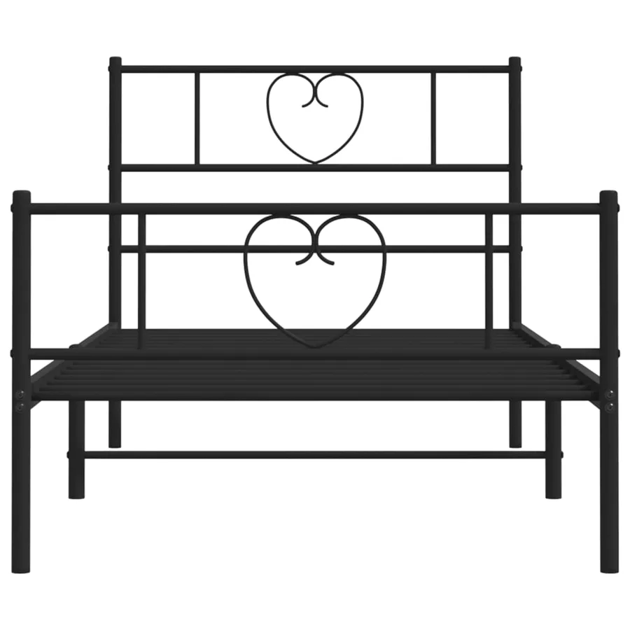 Cadre de lit métal sans matelas avec pied de lit noir 90x190 cm - 5
