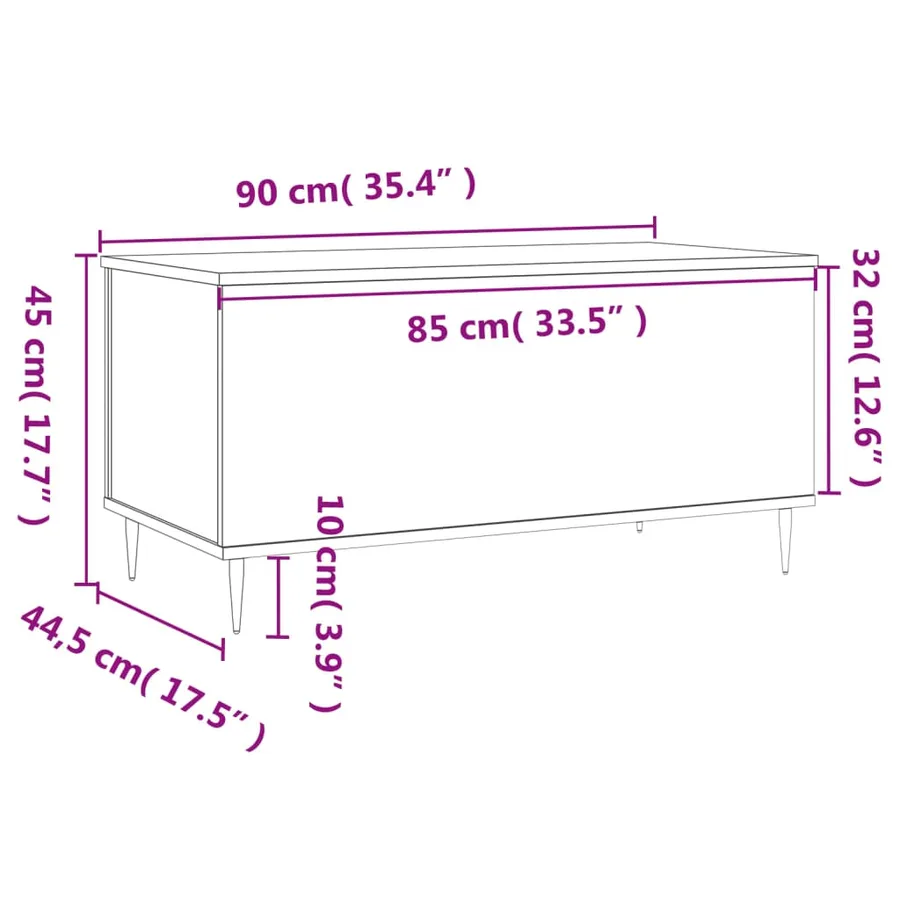 Table basse Blanc 90x44,5x45 cm Bois d'ingénierie - 11