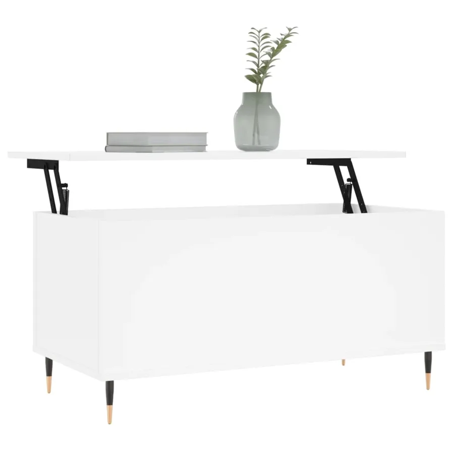 Table basse Blanc 90x44,5x45 cm Bois d'ingénierie - 4