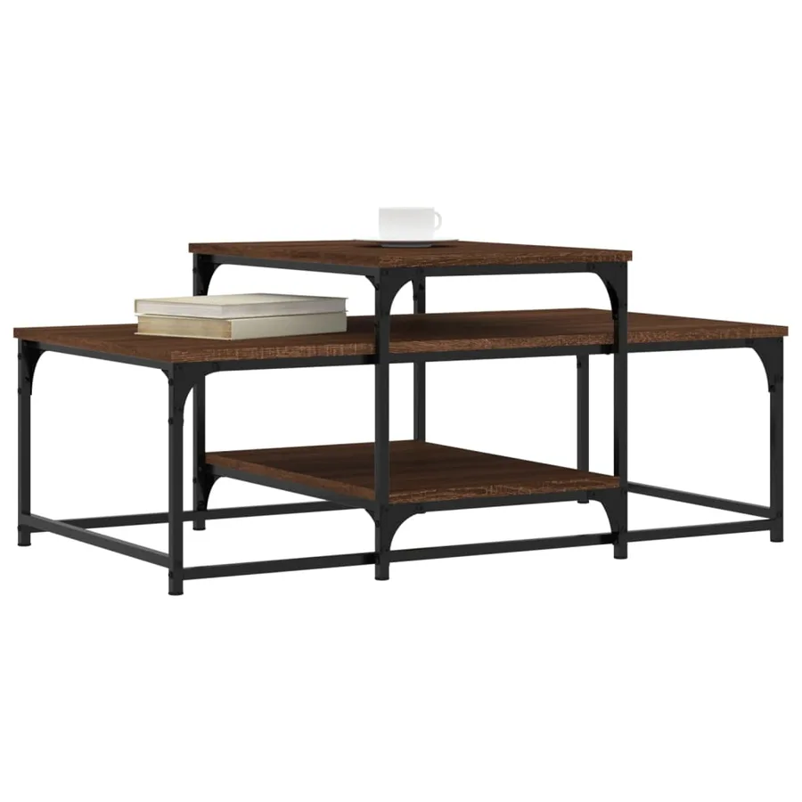 Table basse chêne marron 102x60x45 cm bois d'ingénierie - 3