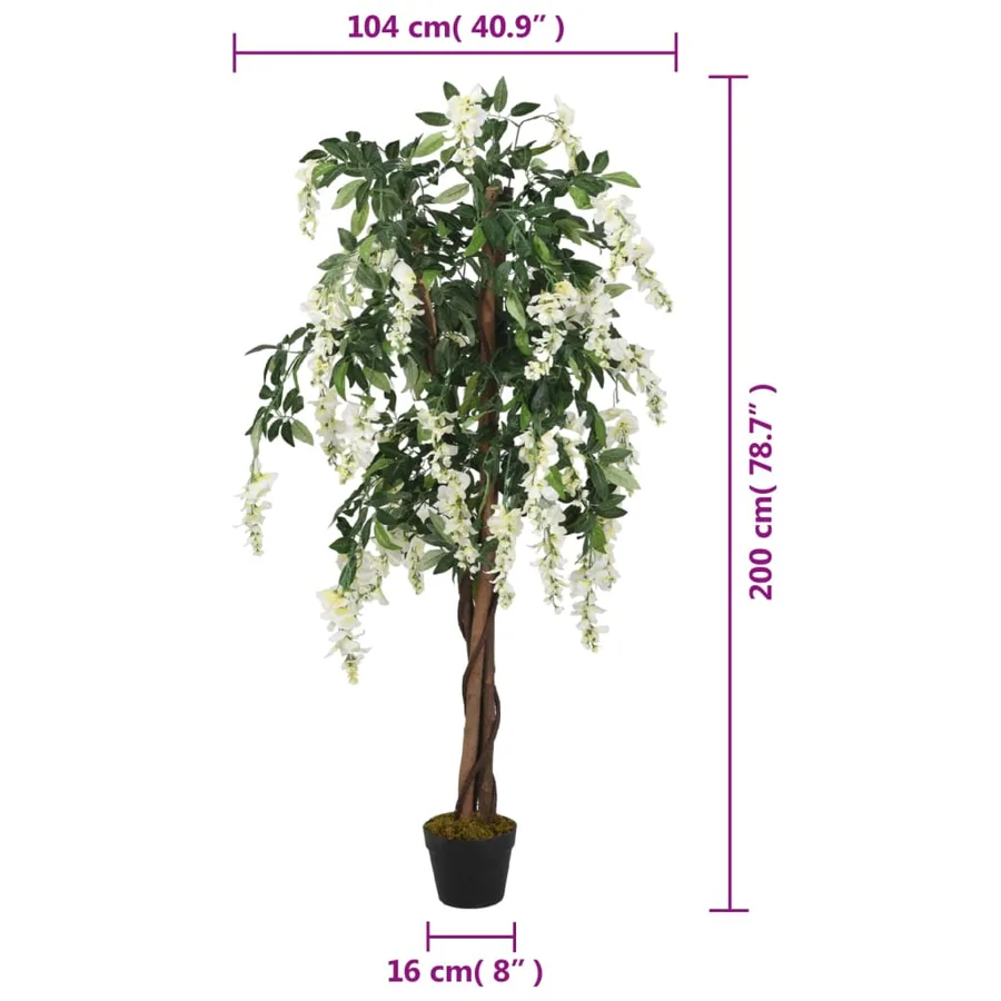 Glycine artificielle 1470 feuilles 200 cm vert et blanc - 5