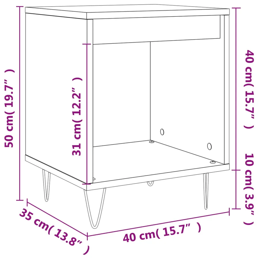 Tables de chevet 2 pcs gris béton 40x35x50 cm bois d’ingénierie - 10