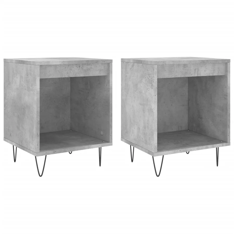 Tables de chevet 2 pcs gris béton 40x35x50 cm bois d’ingénierie - 2