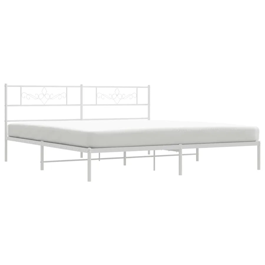 Cadre de lit métal sans matelas et tête de lit blanc 183x213 cm - 5