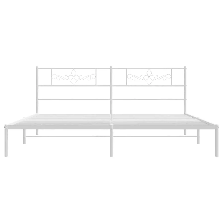 Cadre de lit métal sans matelas et tête de lit blanc 183x213 cm - 6