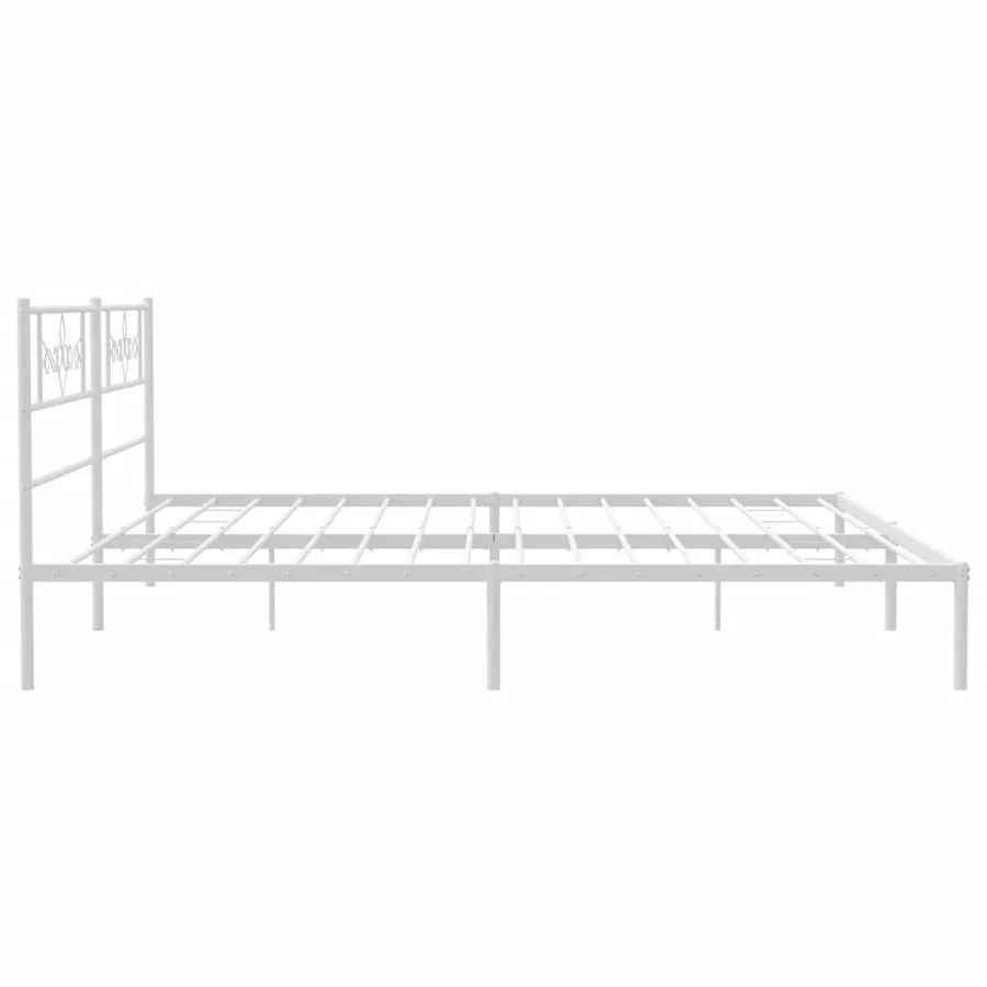Cadre de lit métal sans matelas et tête de lit blanc 183x213 cm - 7