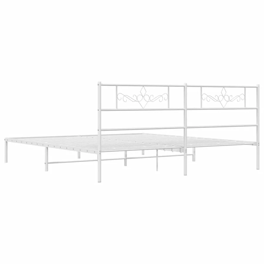 Cadre de lit métal sans matelas et tête de lit blanc 183x213 cm - 8
