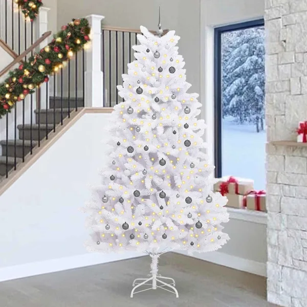 Sapin de Noël artificiel Blanc 128 x 128 x 270 cm PVC et métal