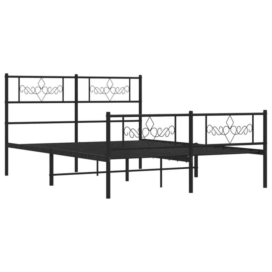 Cadre de lit métal sans matelas avec pied de lit noir 140x190cm - 3