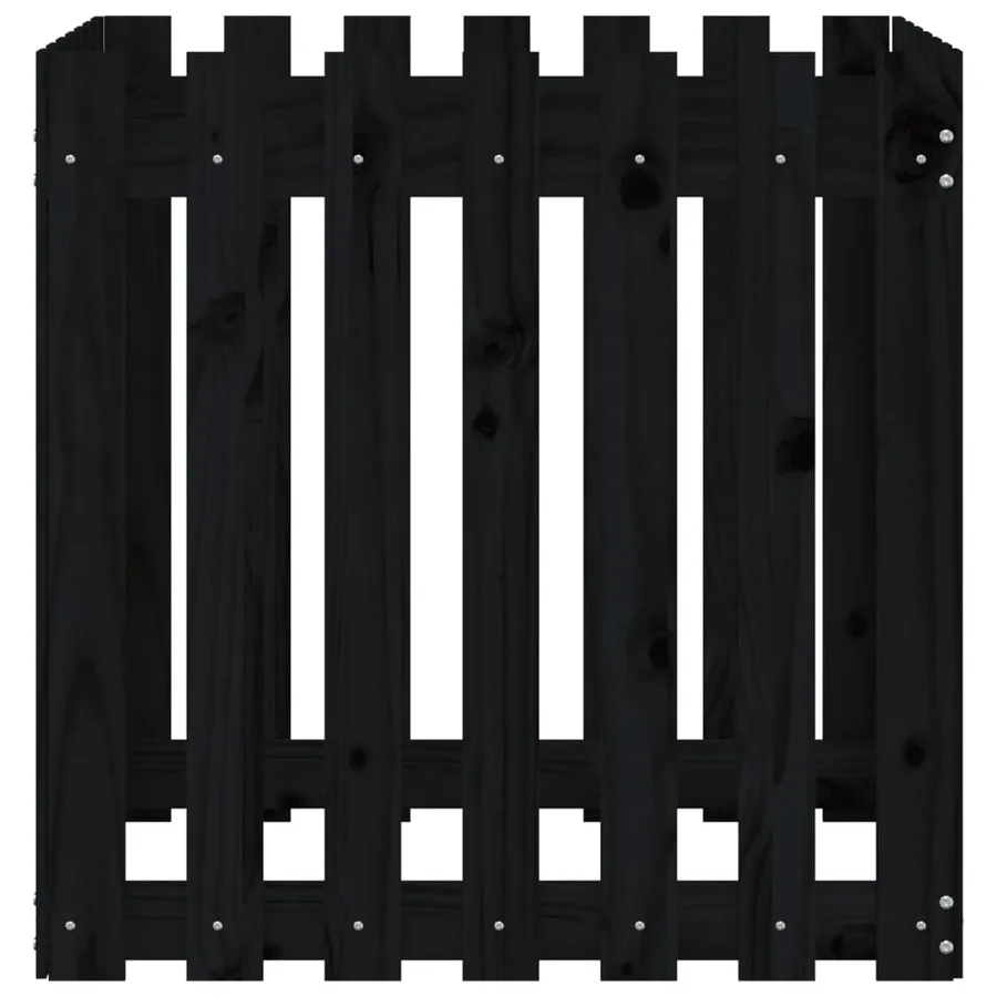 Jardinière avec design de clôture noir 70x70x70 cm pin massif - 6