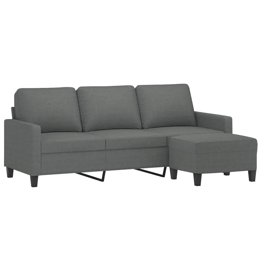 Canapé à 3 places avec repose-pieds Gris foncé 180 cm Tissu - 3