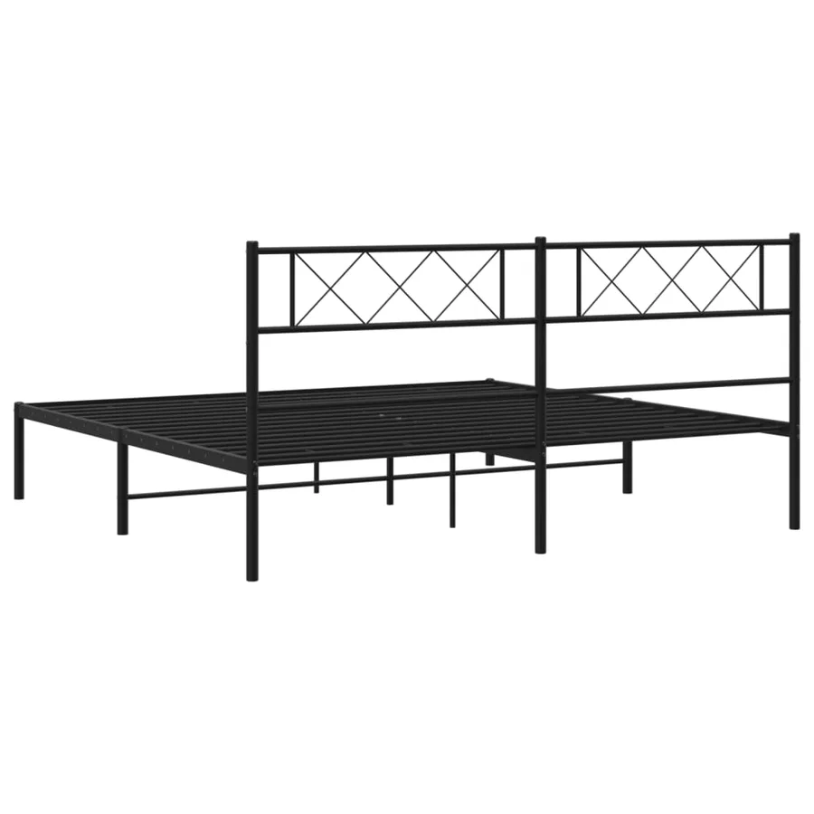Cadre de lit métal sans matelas et tête de lit noir 180x200 cm - 7