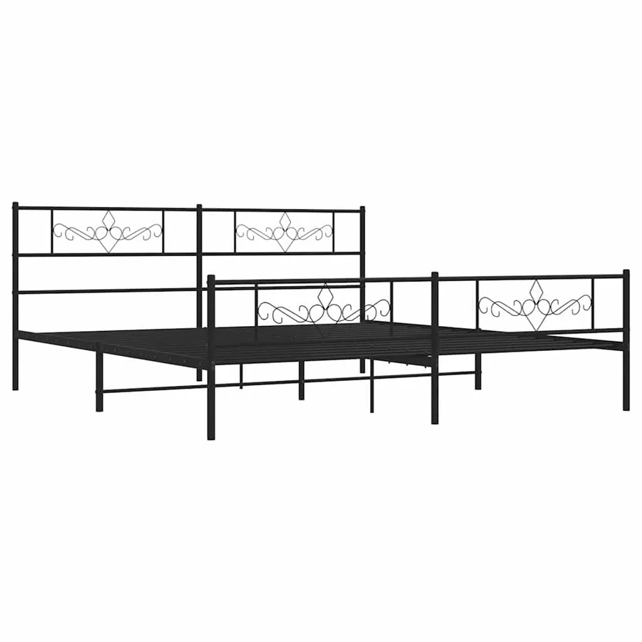 Cadre de lit métal sans matelas avec pied de lit noir 193x203cm - 3