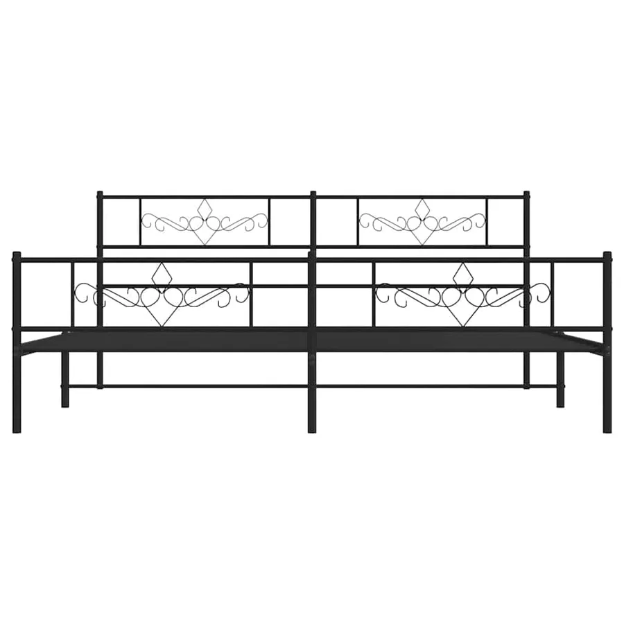 Cadre de lit métal sans matelas avec pied de lit noir 193x203cm - 6