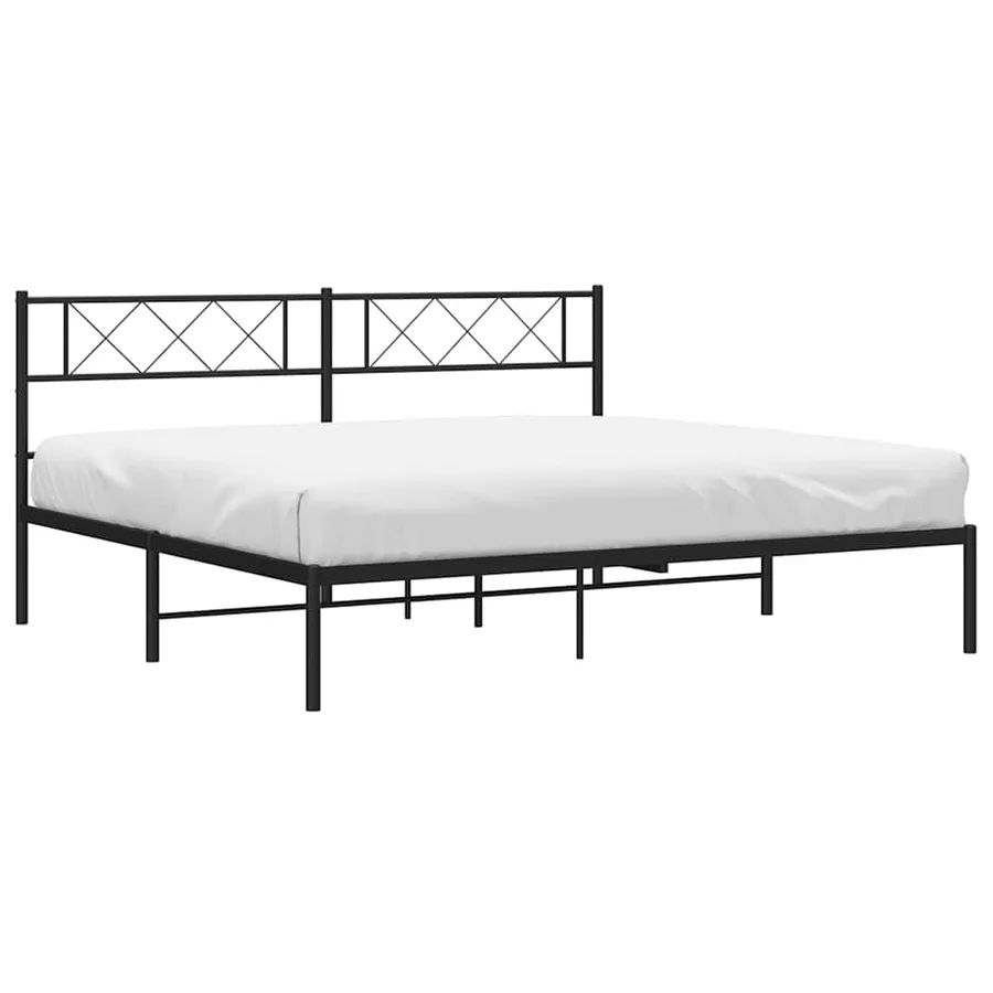 Cadre de lit métal sans matelas avec tête de lit noir 193x203cm - 4