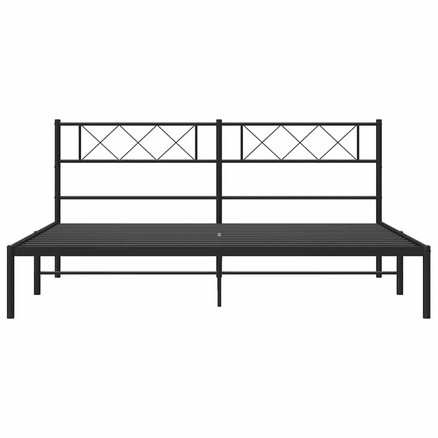 Cadre de lit métal sans matelas avec tête de lit noir 193x203cm - 5
