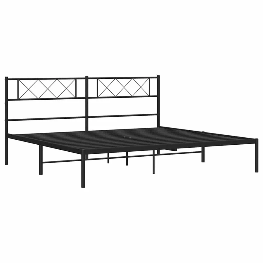 Cadre de lit métal sans matelas avec tête de lit noir 193x203cm - 6