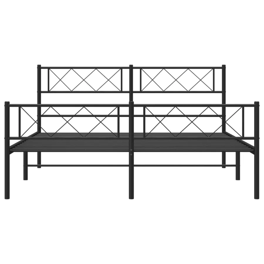Cadre de lit métal sans matelas avec pied de lit noir 140x190cm - 4