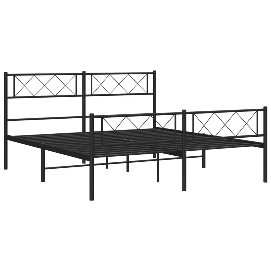 Cadre de lit métal sans matelas avec pied de lit noir 140x190cm - 5