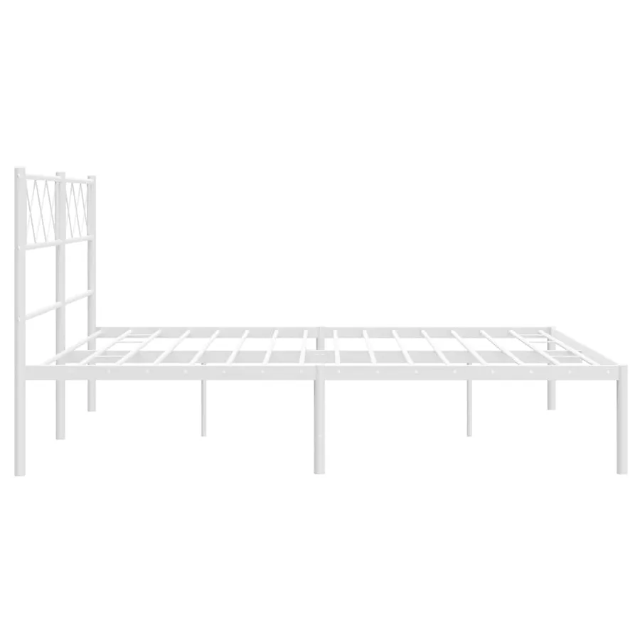 Cadre de lit métal sans matelas et tête de lit blanc 135x190 cm - 7